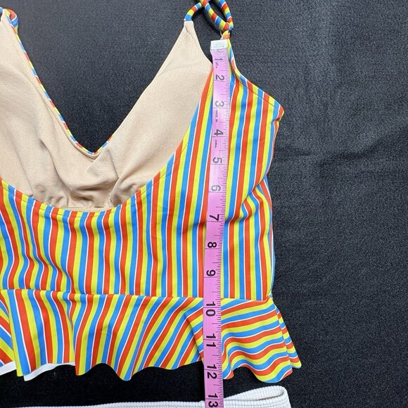 NWT KORTNI JEANE Women 2 Piece Swimsuit Bikini Scoop Back Sz M Multicolor 28-5 - Picture 9 of 16